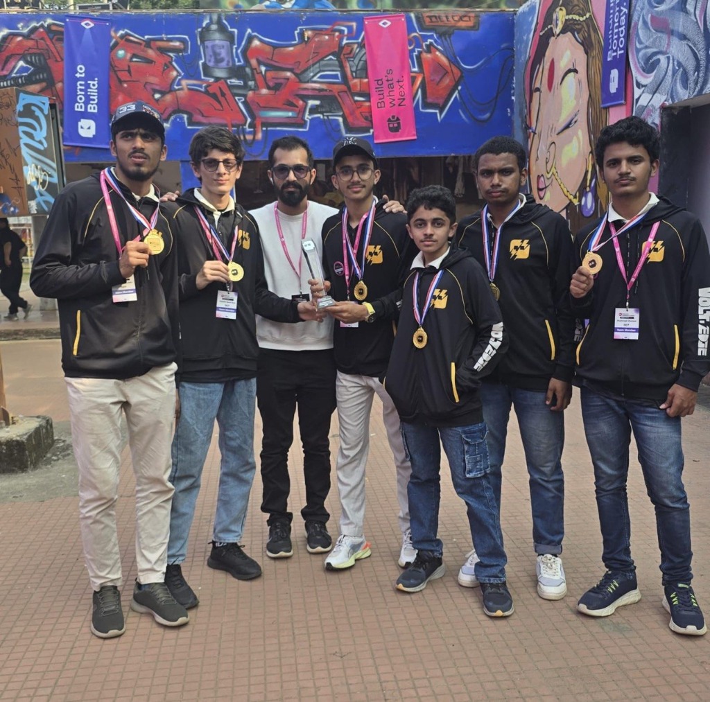 Team VoltEdge squad with Founding Mentor Mr. Nuhail Damudi at IIT Bombay